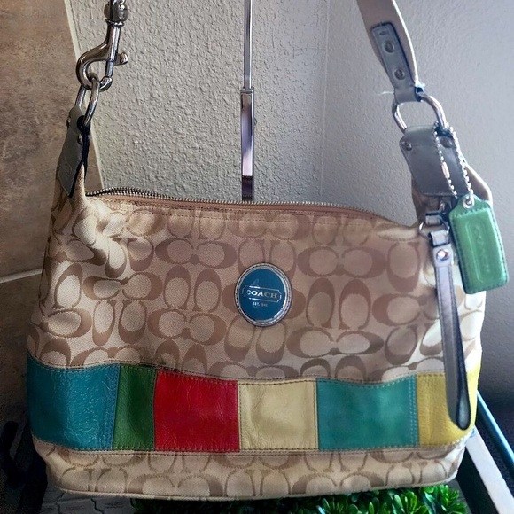 COACH Gallery Signature Hobo Multicolored Striped Shoulder Bag w/ COA, EUC - Picture 1 of 11